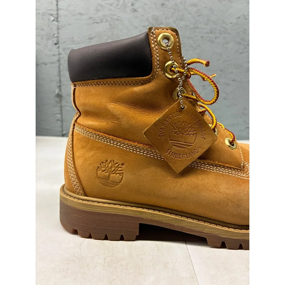 Timberland 6 Inch Premium Waterproof Boots Youth 3.5 Wheat Nubuck Leather